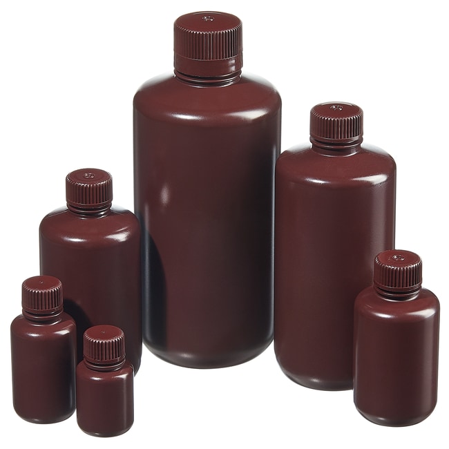 Nalgene&trade; Narrow-Mouth Opaque Amber HDPE Packaging Bottles with Closure: Bulk Pack