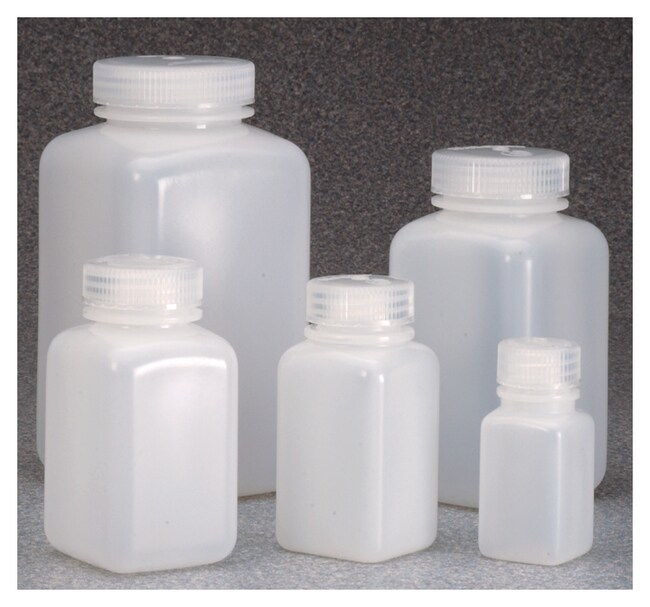 Nalgene&trade; Square Wide-Mouth HDPE Bottles with Closure: Bulk Pack