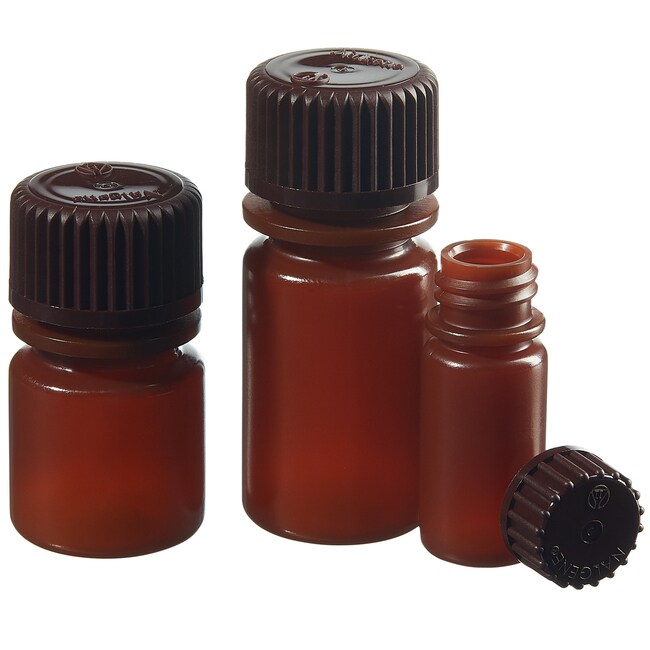 Nalgene&trade; Translucent Amber HDPE Diagnostic Bottles with Closure: Bulk Pack