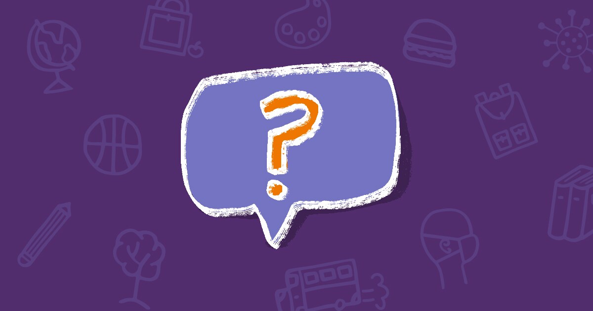 Thought bubble with a question mark inside.