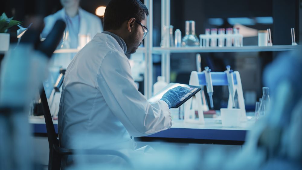 Scientist in modern applied science laboratory