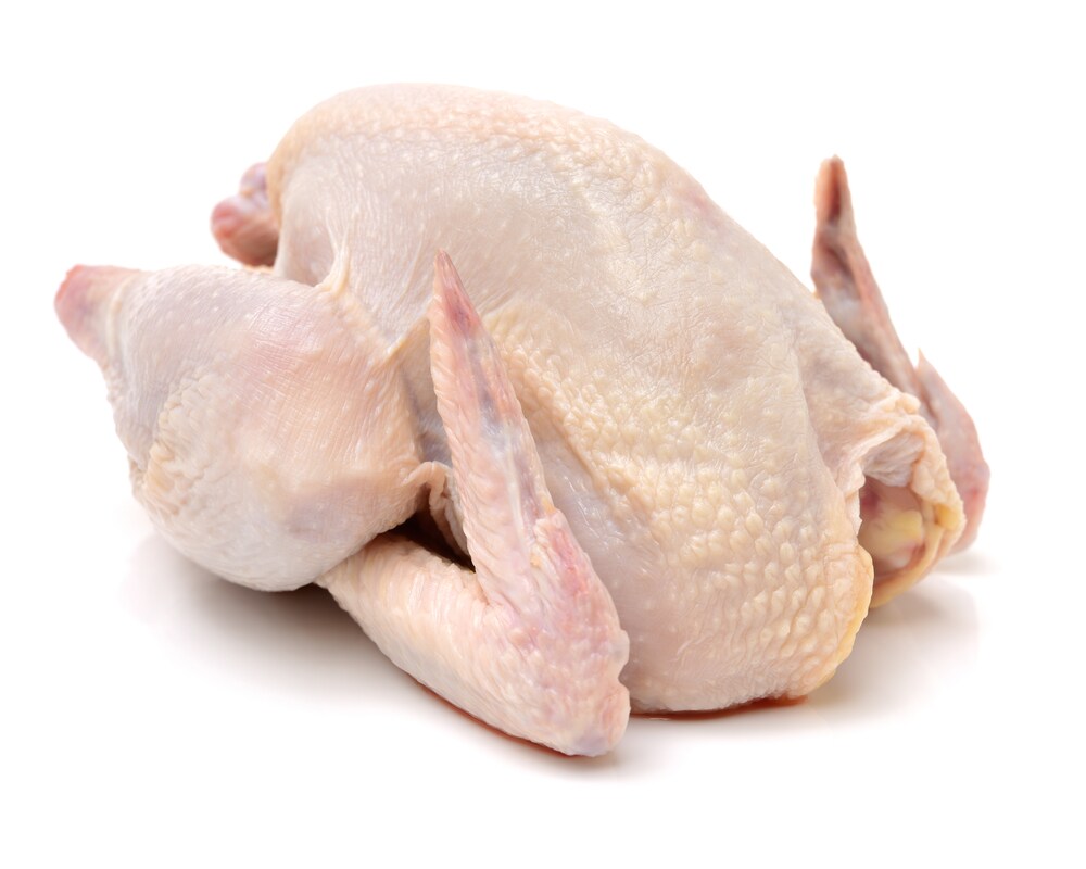 Raw hen, isolated on a white background