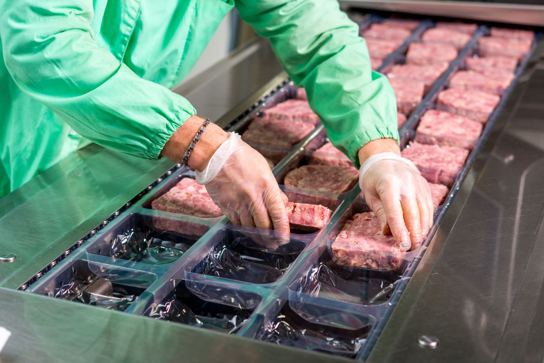 Meat packing production line