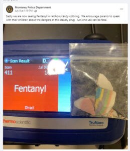 post from monterey police re trunarc fentanyl results