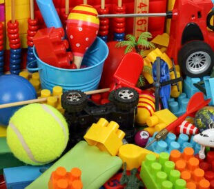 variety of toys and childhood items