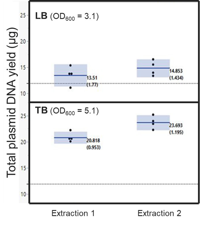 LB compared to TB growth media in plasmid prep protocols