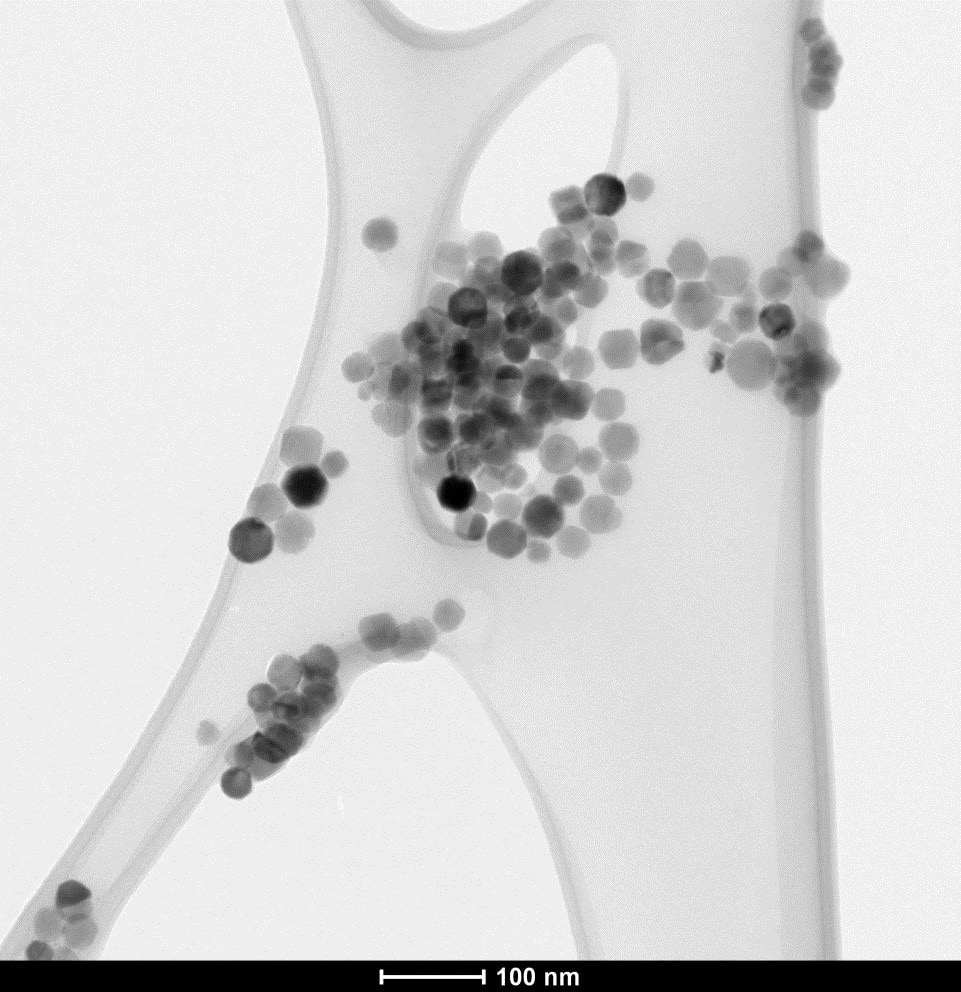 Bright field TEM image of iron oxide quantum dots