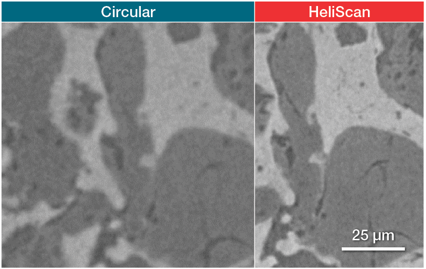 Aluminum-silicon composite in a lithium battery imaged with microCT