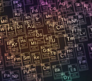 periodic table of the elements on black blackground,history of chemical elements, represents the atomic number and symbol.,3d rendering