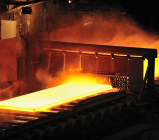 casting, part of steel production at a steel mill