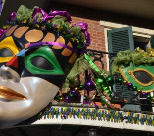 Mardi Gras balcony decoration, New Orleans