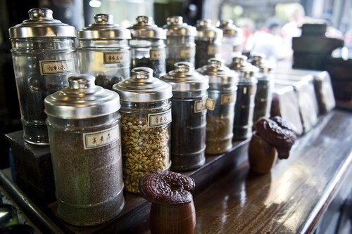 Jars of traditional Chinese medicine. Image: tiptoee/Shutterstock.com