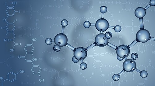 Vector background. Molecules and chemical formulas. Image: Yevhen Tarnavskyi/Shutterstock.com.