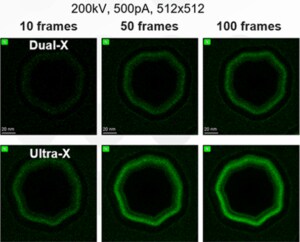 3D NAND sample nitrogen maps at 10, 50 and 100 frames