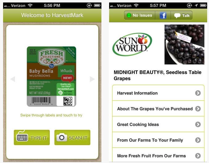 HarvestMark screenshots