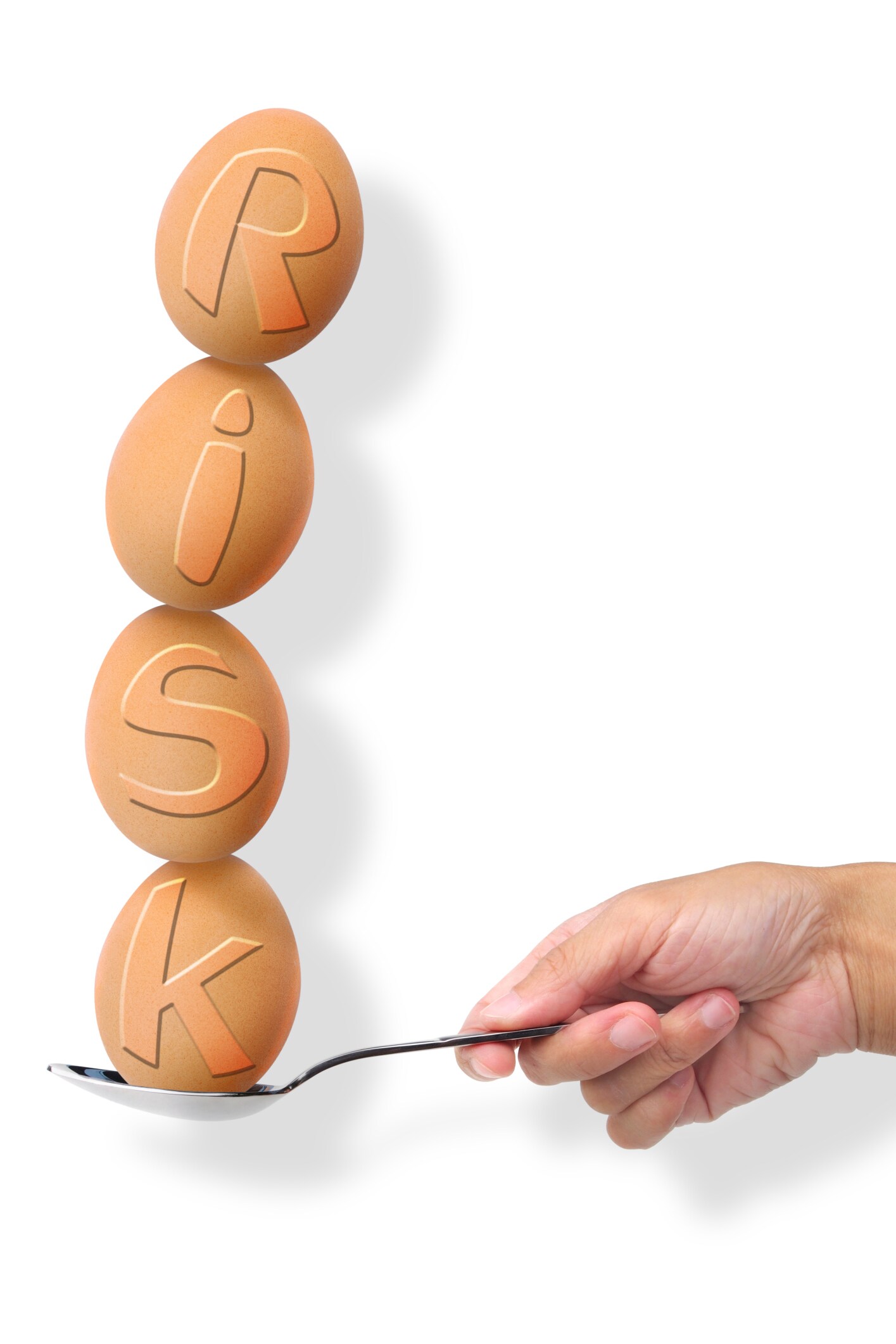 risky eggs piled on spoon