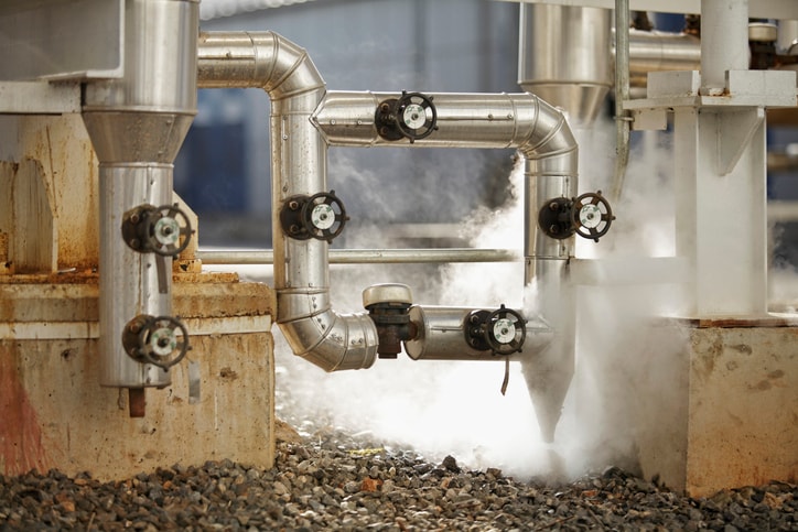 vapors from valves on pipes