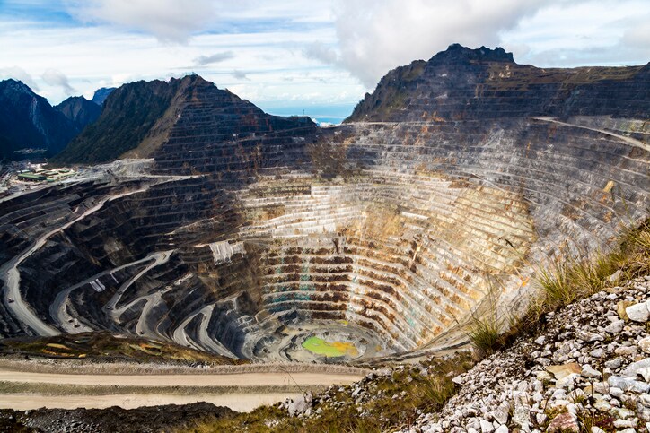 Open pit gold mine on Papua, Indonesia