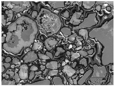 Electron image of Cu-compound raw material