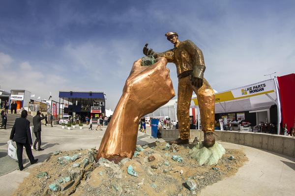 miner statue made of copper