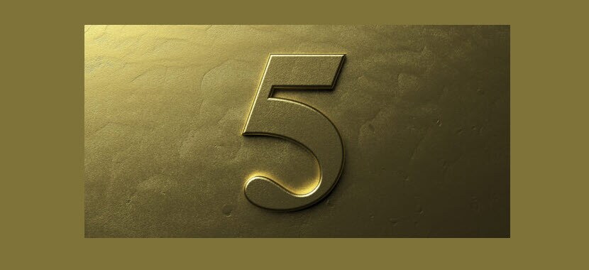 gold metallic number 5