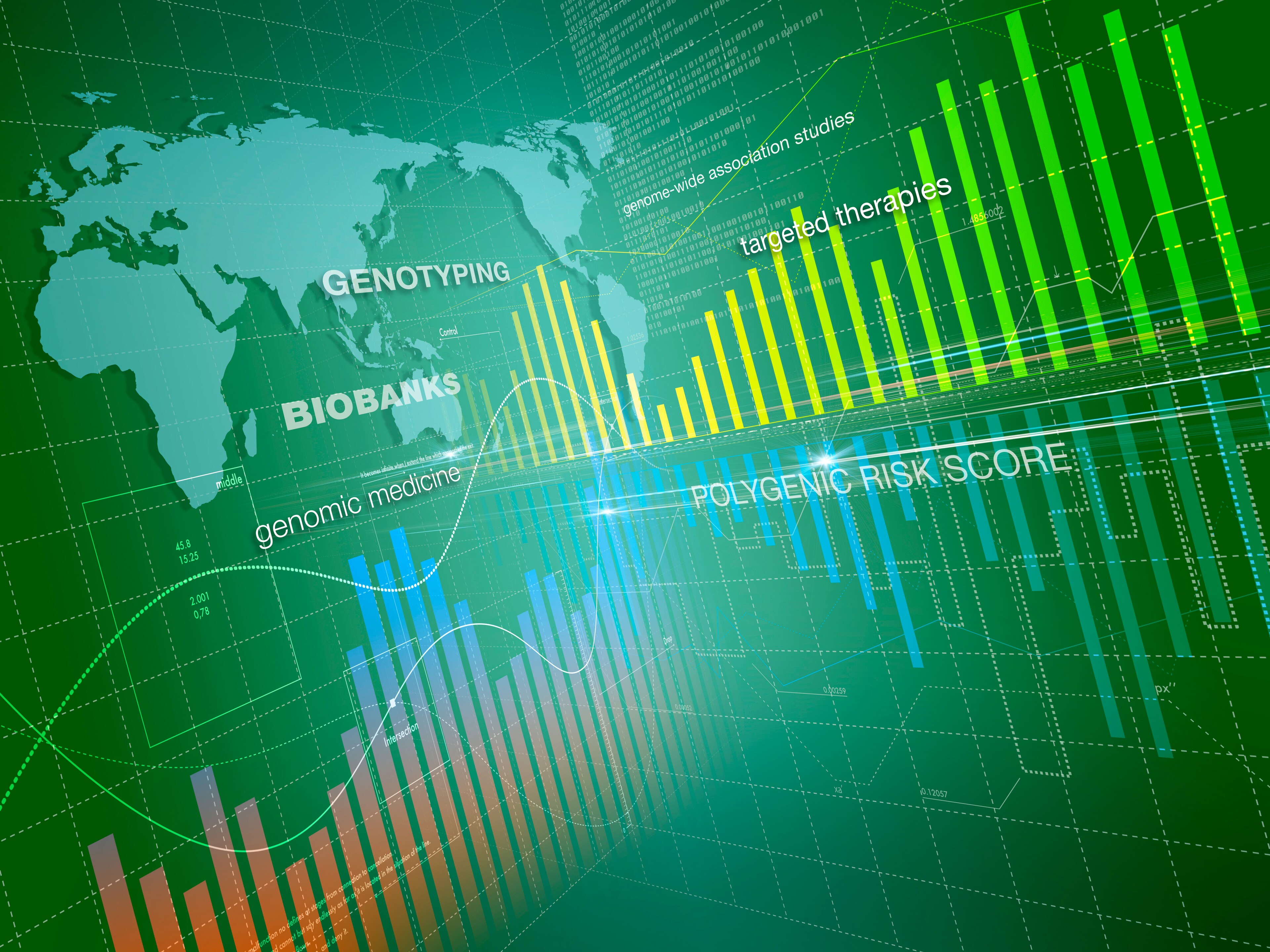 A green image shows words related to polygenic risk scoring