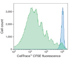  Graph of histograms showing cell proliferation detection using CellTrace™ CFSE Cell Proliferation Kit