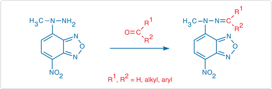 Reaction scheme illustrating the principle of ketone and aldehyde detection