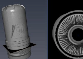 Oil filter casing analyzed with microCT. Oil filter casing analyzed with microCT.