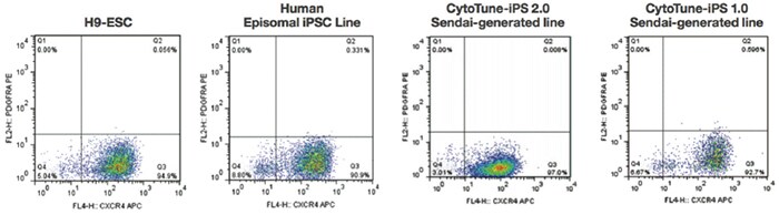 The PSC Definitive Endoderm Induction Kit produces definitive endoderm populations with high efficiency (≥90%) across hESC and iPSC lines, including cell lines reprogrammed using episomal vectors or Invitrogen CytoTune kits The PSC Definitive Endoderm Induction Kit produces definitive endoderm populations with high efficiency (≥90%) across hESC and iPSC lines, including cell lines reprogrammed using episomal vectors or Invitrogen CytoTune kits