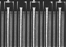 Cross-section image for a V-NAND flash memory from a Verios SEM, using the in-column detector. Cross-section image for a V-NAND flash memory from a Verios SEM, using the in-column detector.